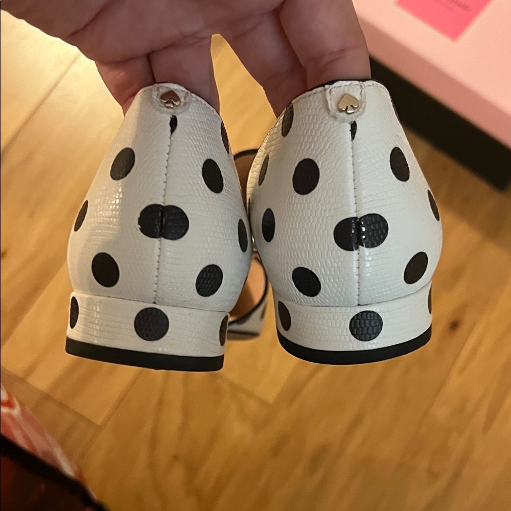 kate spade Black and White Polka Dot Pointed Toe D'Orsay Flats - Picture 5 of 6